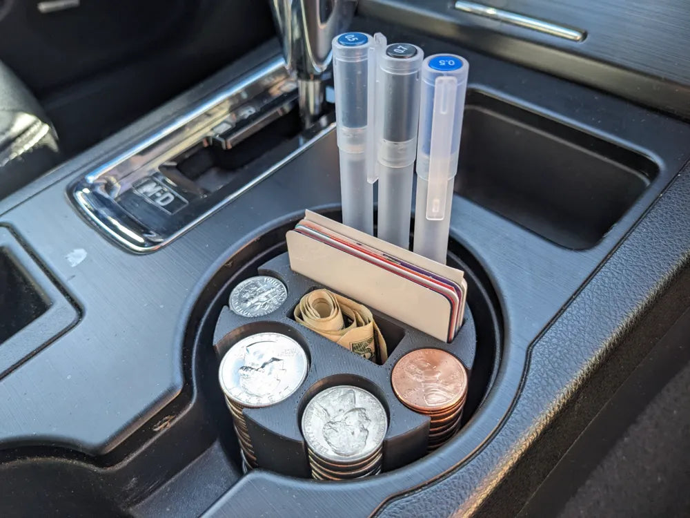 3D Printed Car Cup Holder Organizer Tray | Vehicle Console Storage for Keys, Coins, AirPods