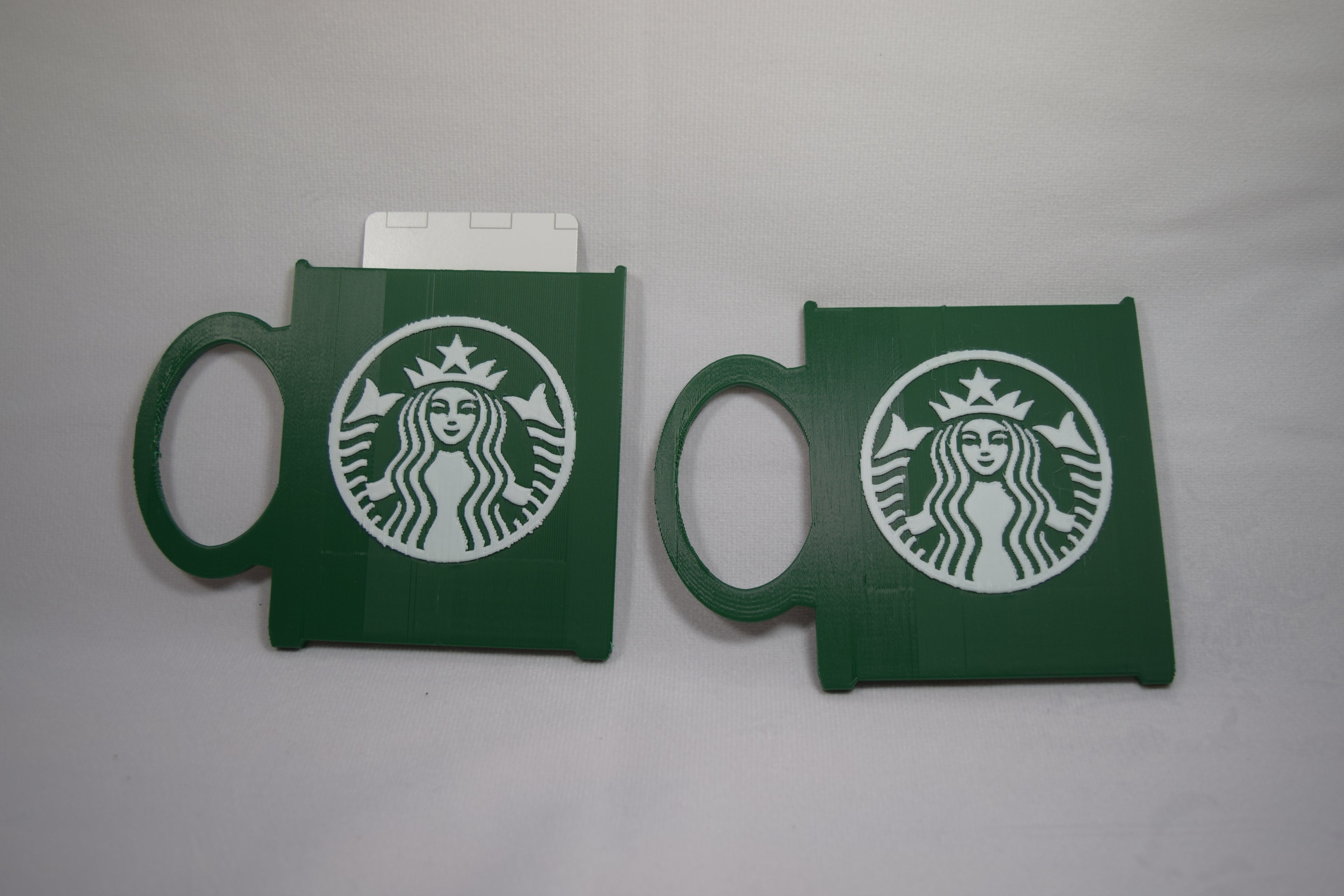 Two green Starbucks mug gift card holders by Bryans3dPrints