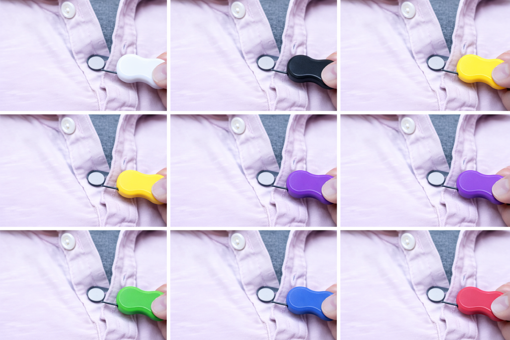 Assistive Button Hook Tool, 12-piece color assortment for one-handed shirt buttoning