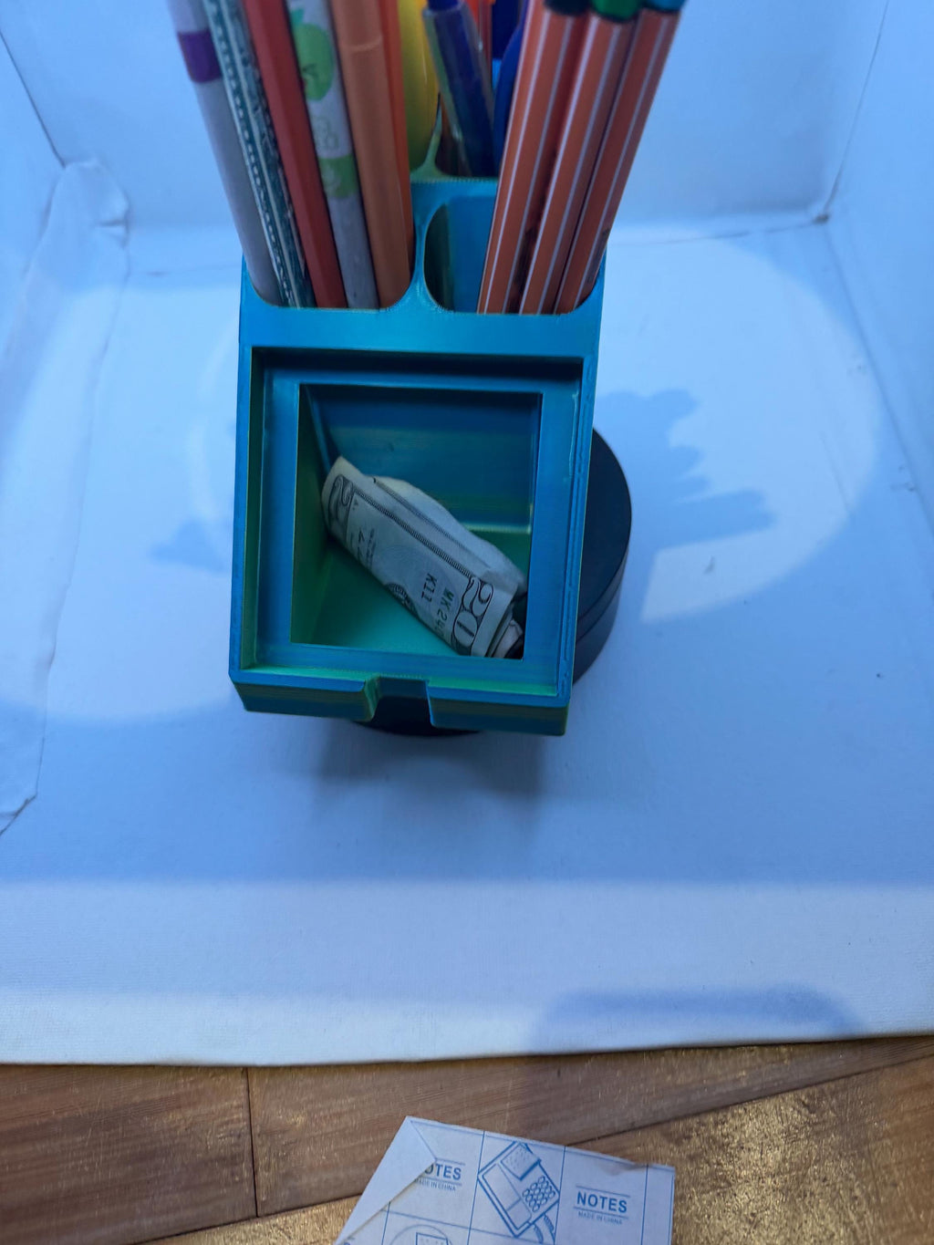Hidden Money Sticky Note Holder with Secret Cash Compartment