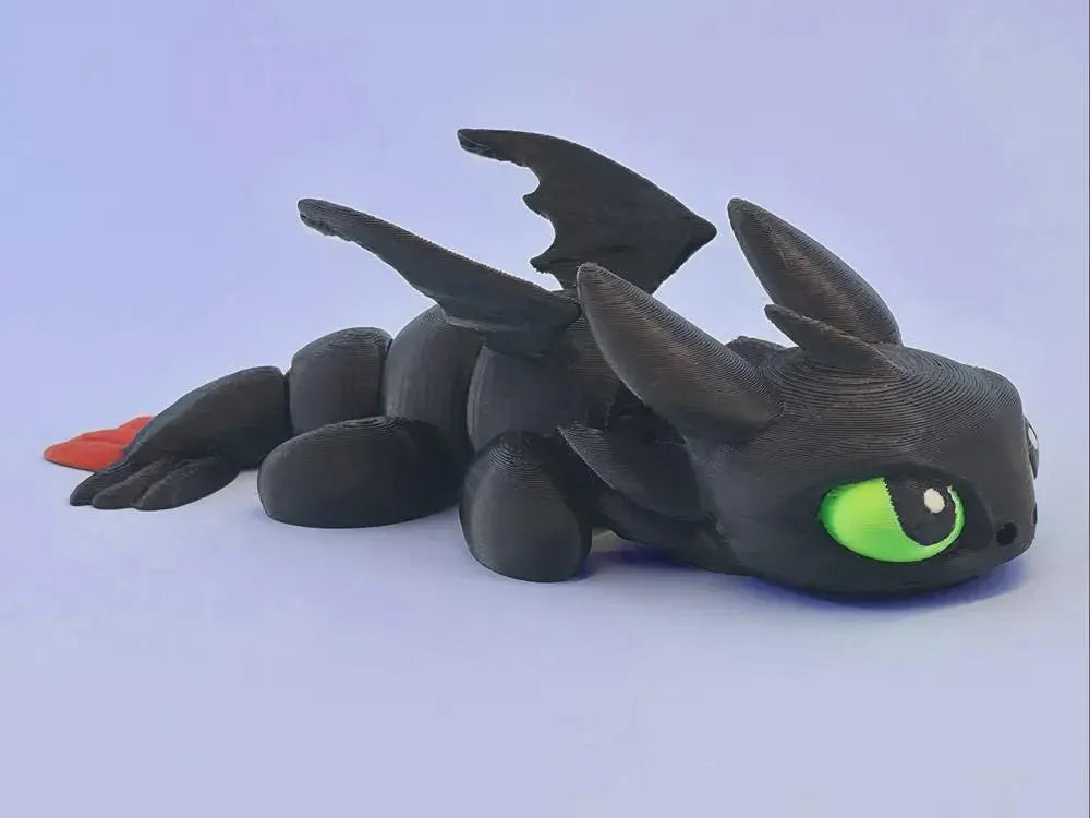 Articulating Toothless Dragon 9 Inch Flexi | 3D Printed Night Fury | Poseable Dragon Fidget Toy | Desk Toy | Dragon Gift